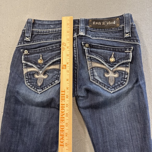 Rock Revival Stephanie Boot Cut jeans womens 26 flap pocket distress - Picture 6 of 13
